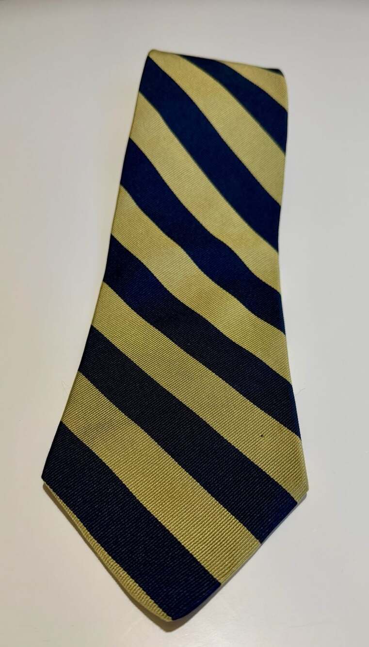 Stuart Hughes Blue and Yellow Striped Silk Necktie